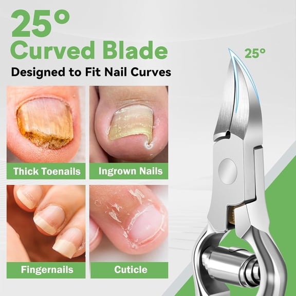 UBSWF-Podiatrist Ingrown Toenail Clippers for Thick Nails, Heavy Duty Toenail Clippers for Seniors with Long Handle, Professional Angled Slanted Nail Clippers for Men, Women, Adult, 3PCS
