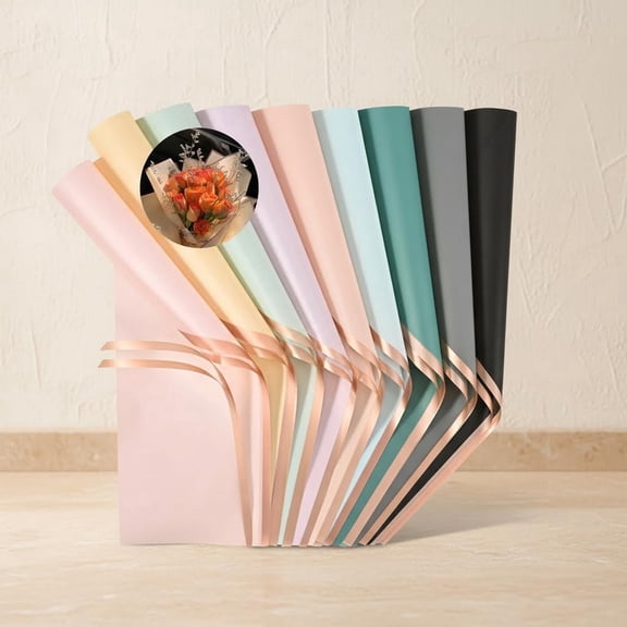 Gold Edge Flower Wrapping Paper, Waterproof, Floral Design, Perfect for Gift Wrapping
