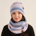 thumbnail image 5 of Conjunto de bufanda y sombrero de punto grueso grande y cálido, colorido, a la moda de invierno para mujer, conjunto de dos piezas de felpa y que cambia de Color, 5 of 5