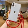 thumbnail image 1 of Funda dura transparente con cordón de collar cruzado para iPhone, cubierta suave transparente para iPhone 14 13 12 MiNi 11 Pro Max XS XR X 8 7 Plus SE 3 Fivean unisex, 1 of 2
