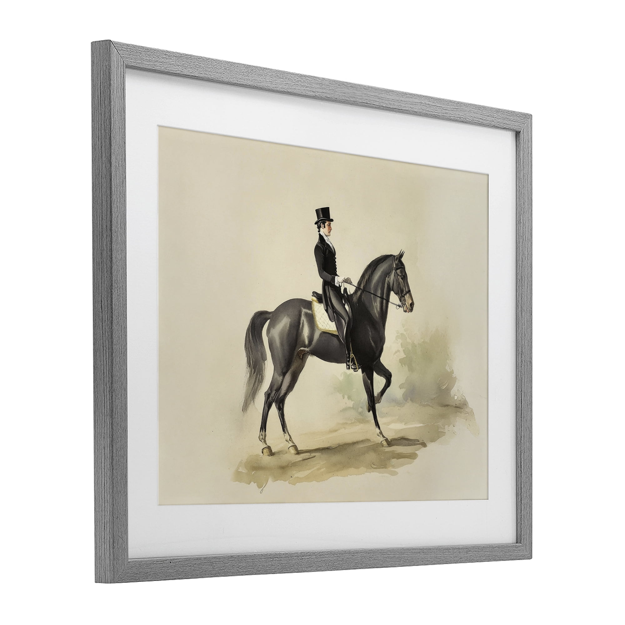 Stupell Industries Gentleman On A Horse Gray Framed Print Under Glass, design by Sisi and Seb
