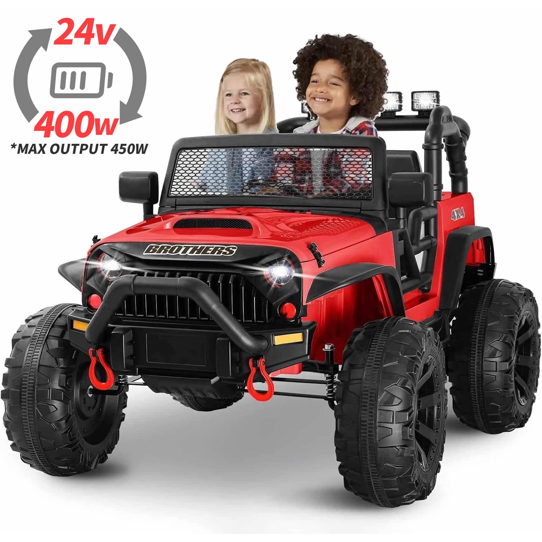 24V 2 Seater Large Ride On Car for kids, Large 200W*2 Powered Electric