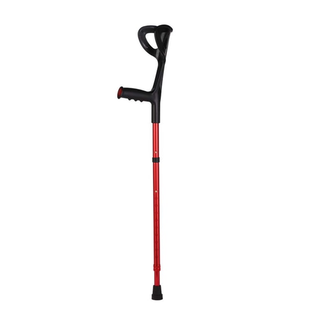 VISIONU - Muleta de antebrazo plegable y ligera, de aluminio, con altura ajustable y mango ergonómico con agarre cómodo 2ZG-02BM (Rojo)