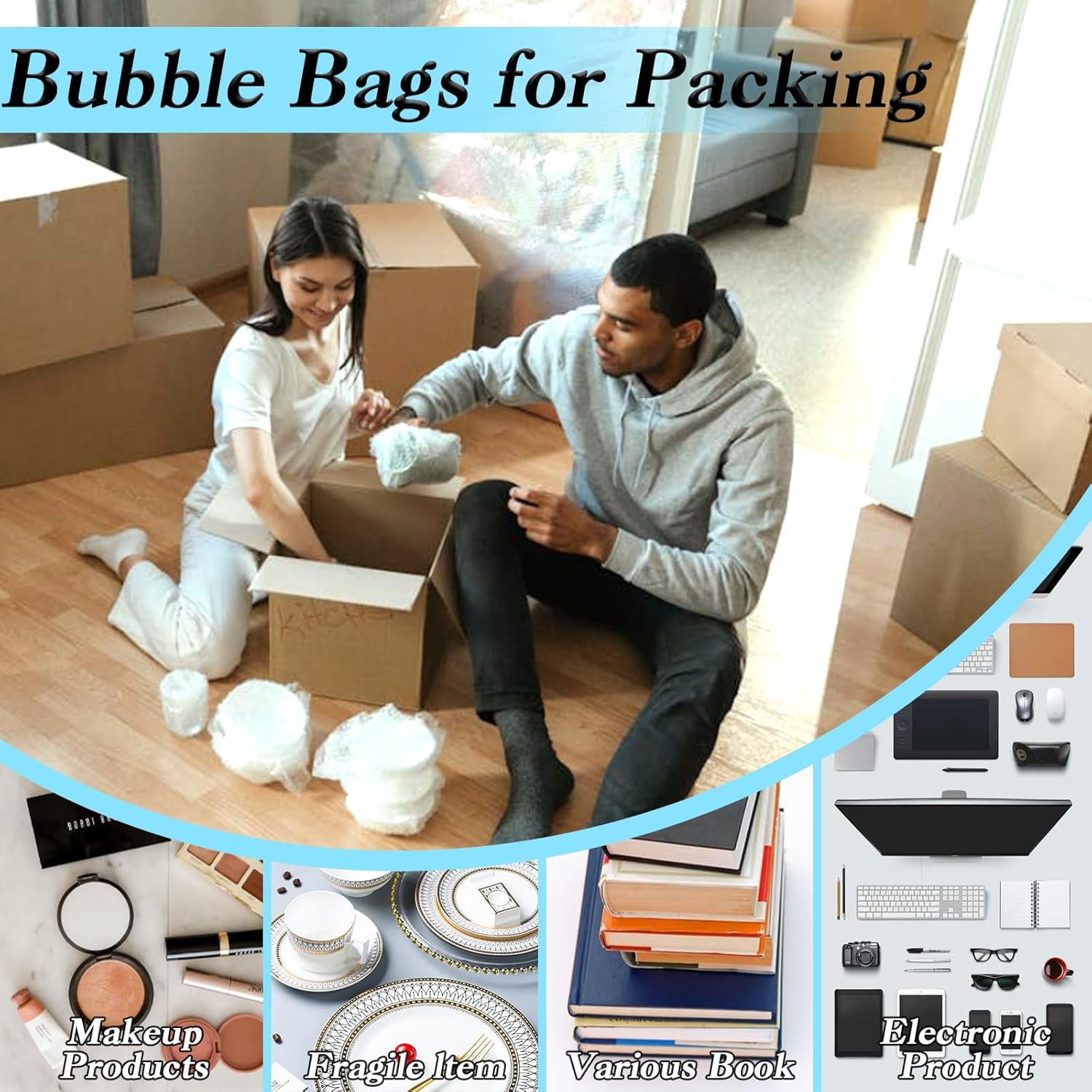 50 Pcs Bubble Pouch Wraps, 8"x12" Double Walled Clear Bubble Out Bags for Packing, Shipping, Storage, and Moving - Shockproof Cushioning Bags for Fragile Items