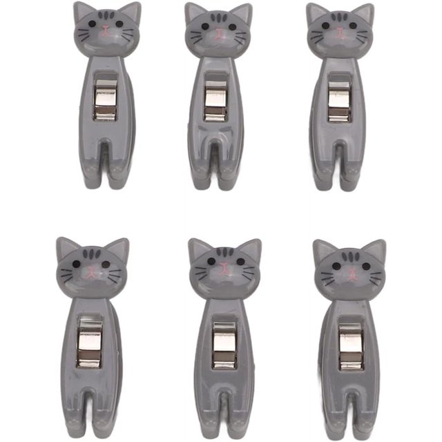 Cat Snack Clips Cute Cat Clothespin Snack Bag Sealing Clip Large Bag Clips for Food Storage Home Storage Clip(Gray)