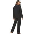 thumbnail image 3 of HEARTNICE Women Button up Pajama Set, Long Sleeve Sleepwear Lightweight Pjs Set, Black M, 3 of 6