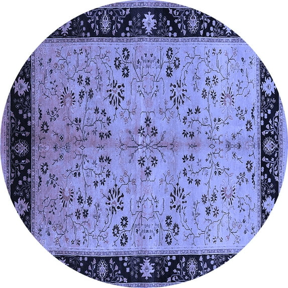 Ahgly Company Indoor Round Oriental Blue Traditional Area Rugs, 4' Round