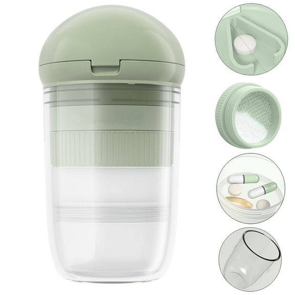 Aokelily Pill Cutter Splitter with Dispenser, Pill Cutter for Small or Large Pills for Elderly and Pets, Crushes Pills, Vitamins, Tablets, Stainless Steel Blade, Removable Drinking Cup