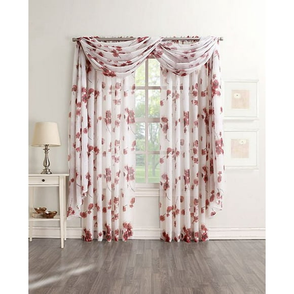 918 KIKI Rod Pocket écrasé imprimé floral voile