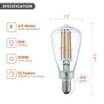 thumbnail image 3 of Better Homes & Gardens ST12 LED Light Bulb, 4.5 Watts (60W Equivalent) Soft White, E12 Base, 2 Pack, 3 of 10