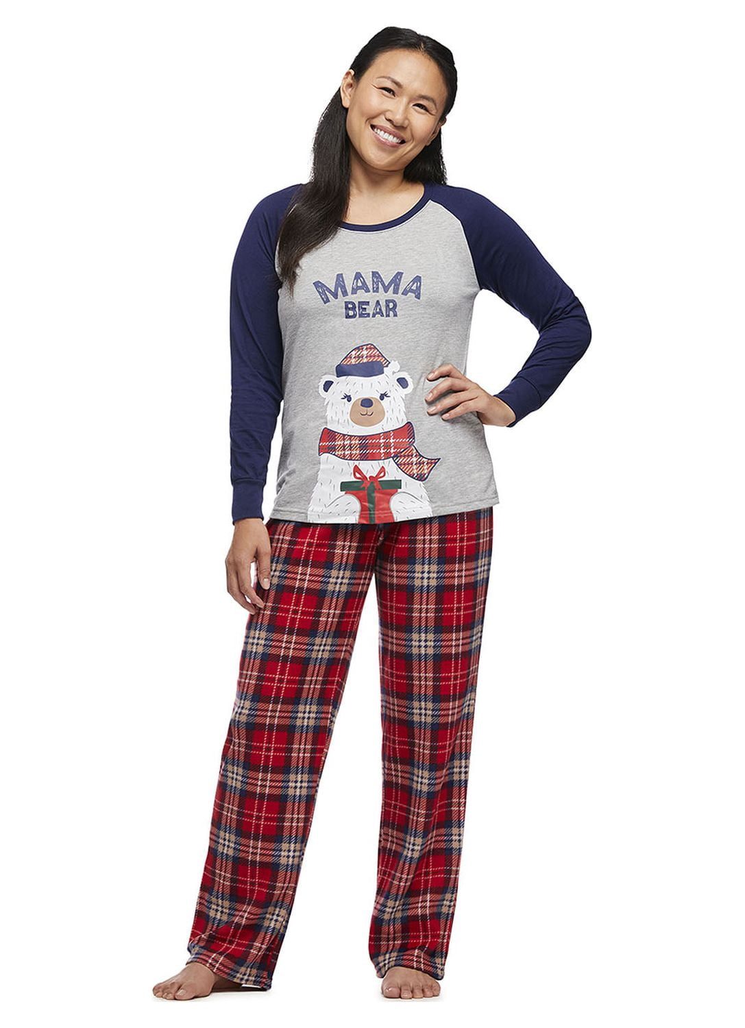 Jolly Jammies Womens Plaid Bears Matching Family Pajamas Set, 2-Piece, Sizes S-3X