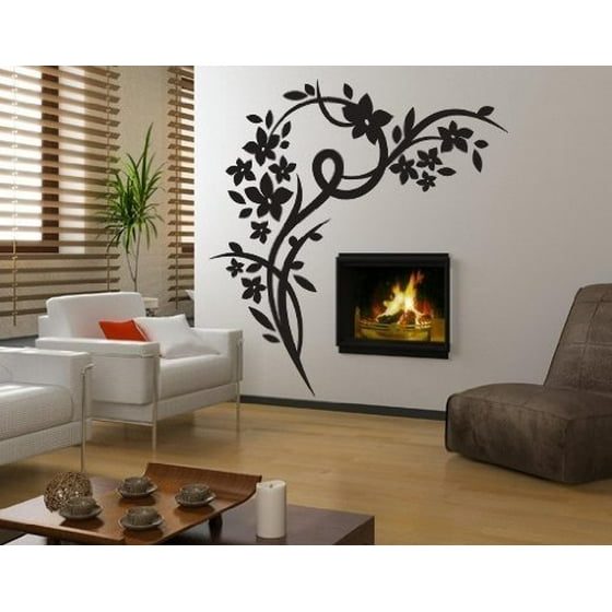 Blossom Corner Wall Decal Fl Sticker Vinyl Art Home Decor Mural 1711 Pastel Orange 47in X 51in