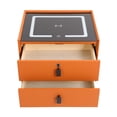 thumbnail image 3 of Orange Smart Nightstands with Fingerprint Lock Drawer, Wireless Charging Station, USB Port, Nightstand with 3 Color LED Lights and Speaker, Modern Wooden End Side Table 2 Drawers, 3 of 16