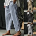 thumbnail image 2 of Women Spring Summer Casual Pants Mid-rise Elastic Waist Drawstring Jogging Yoga Pants With Pockets Wide Leg Harem Trousers, 2 of 5