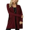 thumbnail image 1 of Womens Long Sleeve Cardigan Pockets Plus Size Open Front Jackets Plain Outerwear, 1 of 3