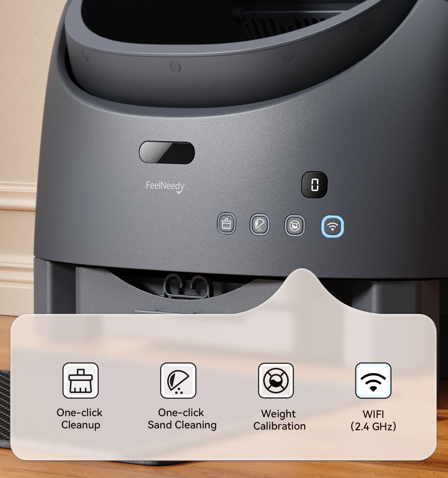 FeelNeedy Self Cleaning Cat Litter Box, Open-Top Smart Automatic Litter Box with App Control, Odor Control, Safety Sensors, Includes Mat and Waste Bags, for Multiple Cats