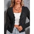thumbnail image 6 of Women'S Long Sleeve Cropped Cardigan Sweaters Open Front Hollow Out Shrugs Black M, 6 of 8
