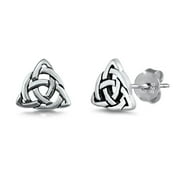 SAC SILVER Sterling Silver Celtic Triquetra Trinity Knot Triangle Love Earrings 925 Jewelry Female Unisex