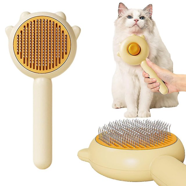 Peine mágico para mascotas, 2023 nuevo cepillo limpiador de pelo para mascotas, cepillo de aseo para gatos, peine rebanador de autolimpieza, cepillos de masaje para mascotas largos y cortos (hy)