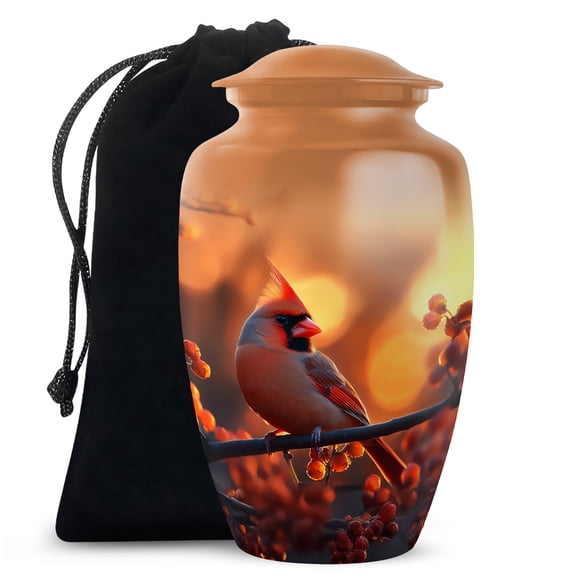 Yatskia Cardinal Bird Urns for Human Ashes Adult Man, Decorative Brown Funeral Urn for Adult Ashes Women, (Classic Large, 10 Inch)