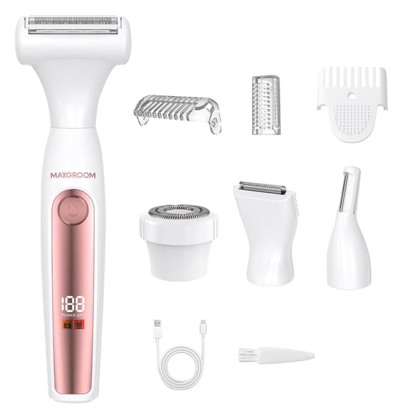 MAXGROOM Depiladora para Mujer, 4 en 1 Rasuradora Mujer Depiladora Electrica Rasuradora, para Piernas, Axilas, Cara, Cejas