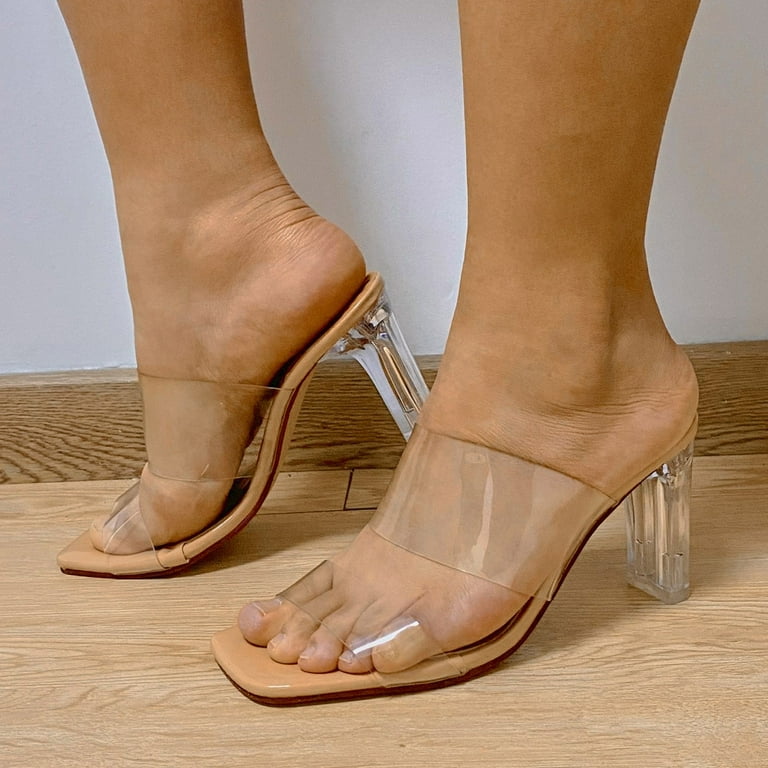 fashion womens high heels breathable slip-on shoes casual toe knob