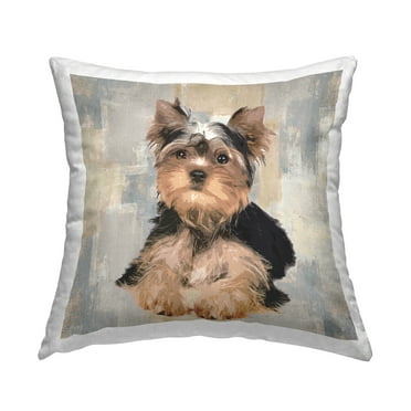 Stupell Industries Yorkshire Terrier Dog Patchwork Pattern Contemporary Beige,18 x 7 x 18 Decorative Pillows