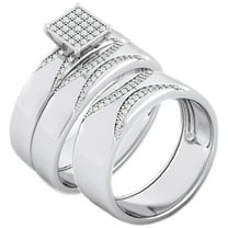 Promise Rings for Couples 1.1 TCW Sterling Silver Engagement Rings for Couples Rings Set, Great Couples Jewelry Women's Size 5 Men's Size 11