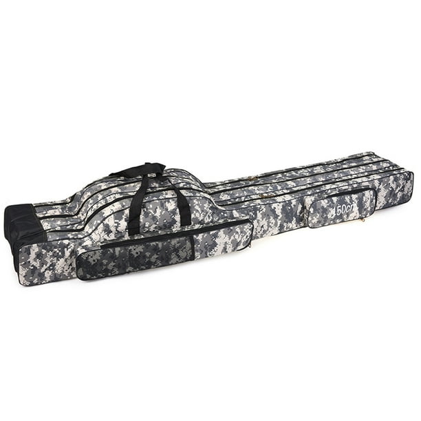 Pole Pack Bolsa de pesca de 3 capas, bolsa de carrete de caña de pescar plegable portátil, bolsa de Meterk Pole Pack