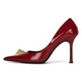 thumbnail image 2 of FSJ Women Elegant Stiletto High Heels Pumps Pointed Closed Toe Gold Accent Slip On Party Wedding Daily Wear Shoes Size 8 Red, 2 of 4