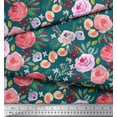 thumbnail image 3 of Soimoi Green Poly Georgette Fabric Leaves & Floral Watercolor Decor Fabric Printed BTY 42 Inch Wide, 3 of 3