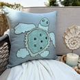 thumbnail image 2 of The HomeCentric Custom Cushion Cover, Decorative Dull Blue Pack of 2, 22x22 inch (55x55 cm) Pillow Covers, Linen Turtle, Embroidered Throw Pillow Covers, Sea Creatures Beach Style Style - Turtle Dove, 2 of 8