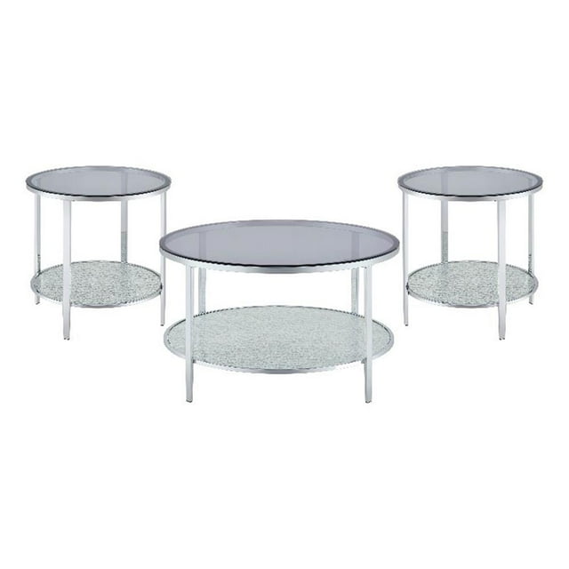 Frostine 3-Piece Chrome and Tempered Glass Occasional Set