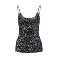 thumbnail image 2 of Tank Tops for Women Women's Sequin Glitter Sleeveless Halter Camisole Adjustable Straps Party Performance Tank Top Black, 2 of 4