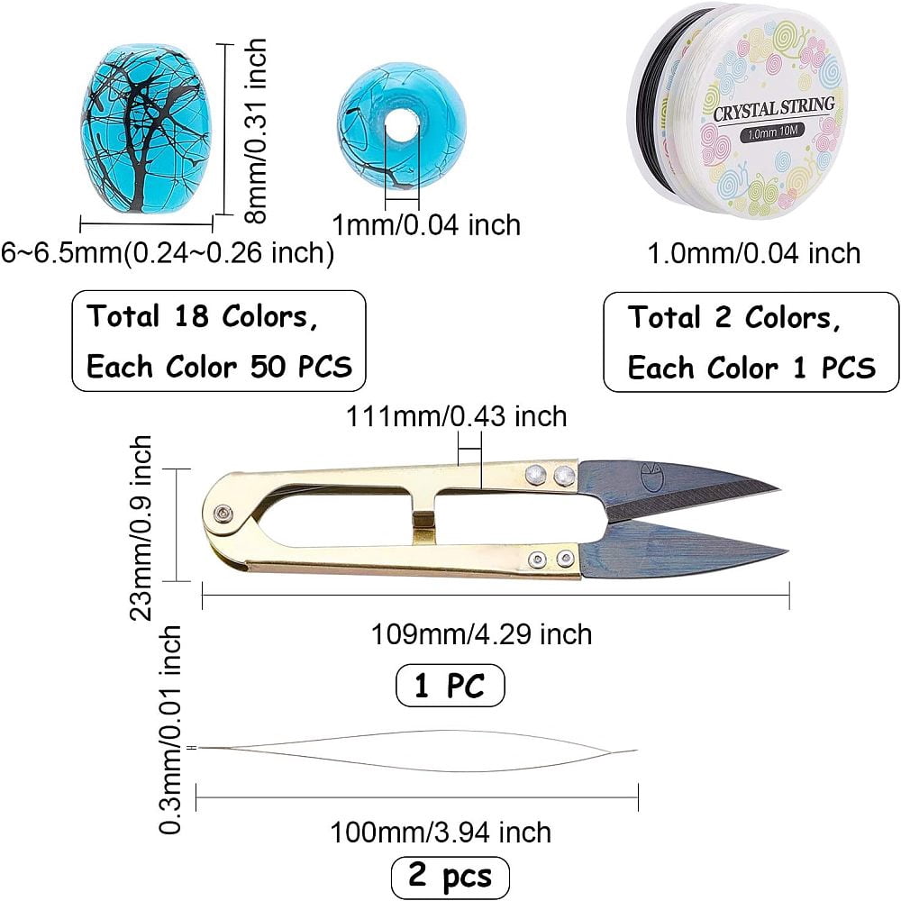 DIY Baking Painted Drawbench Glass Beads Stretch Bracelet Making Kits include Steel Elastic Thread