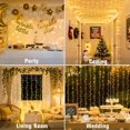 thumbnail image 4 of JMEXSUSS 300 LED Curtain String Lights Plug in, 9.8X9.8FT Curtain Lights Outdoor Indoor with Remote Control, Hanging Curtain Lights for Bedroom Window Wedding Wall Party Decorations (Warm White), 4 of 9