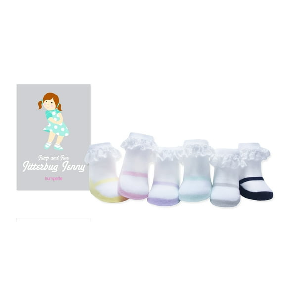Trumpette Jump & Jive Jenny 6 Pack Baby Bootie Socks, Assorted Pastels (0-12 Months)