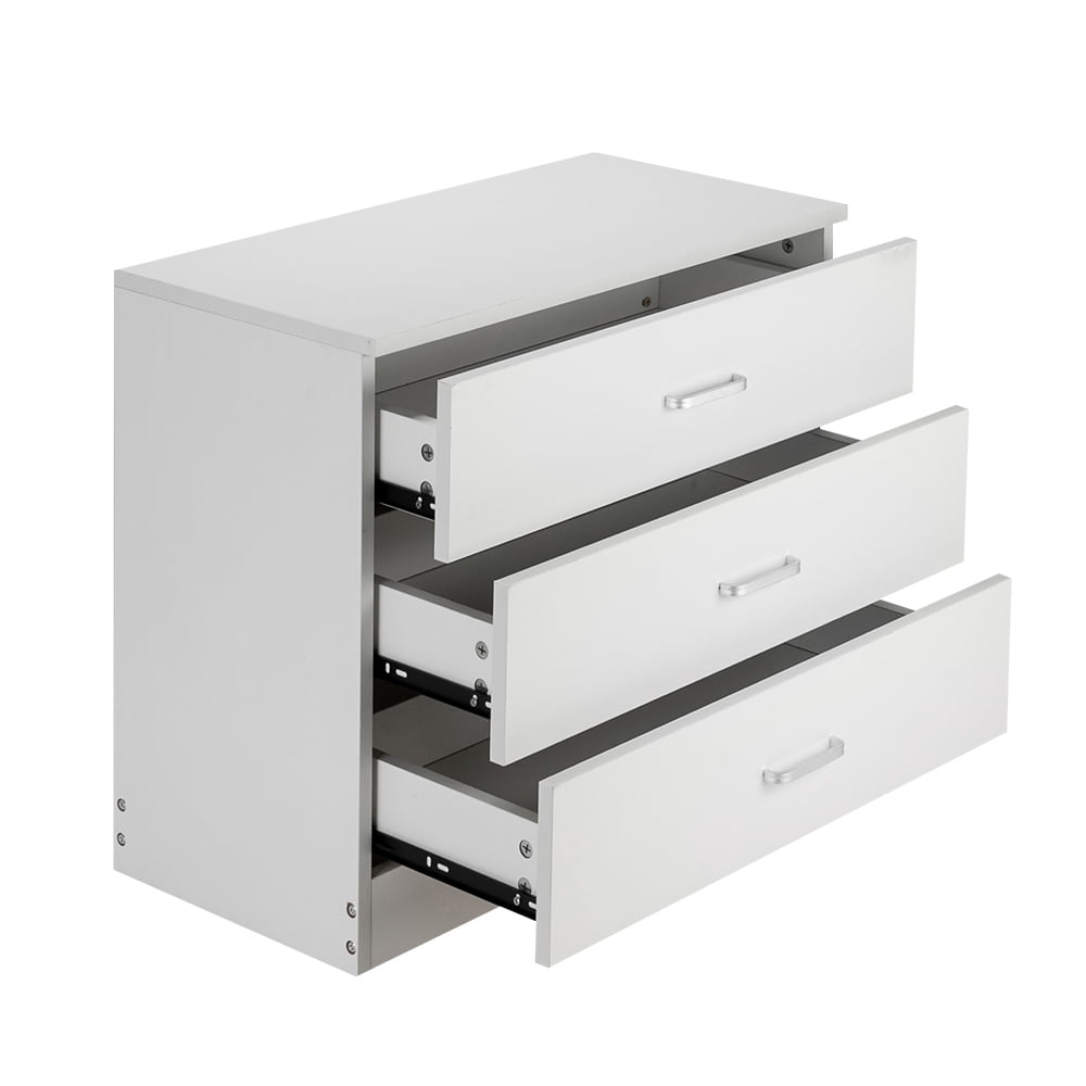 3-Drawer Wide Drawer Cabinet Particleboard Bedside Table with Textured Melamine Finish, 25.98*12.99*22.05in White