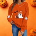 thumbnail image 3 of NTACZA Halloween Womens Sweatshirts Cute Ghost Graphic Print Crewneck Outfits Trendy Daily Pullover Tops Sweatshirts Red XXL, 3 of 5