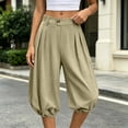 thumbnail image 6 of Vhkiploz Summer Board Shorts for Women's Pleated Everyday Bermuda Shorts Solid Color Beachwear Elastic Hem Wide Leg Running Shorts, 6 of 9