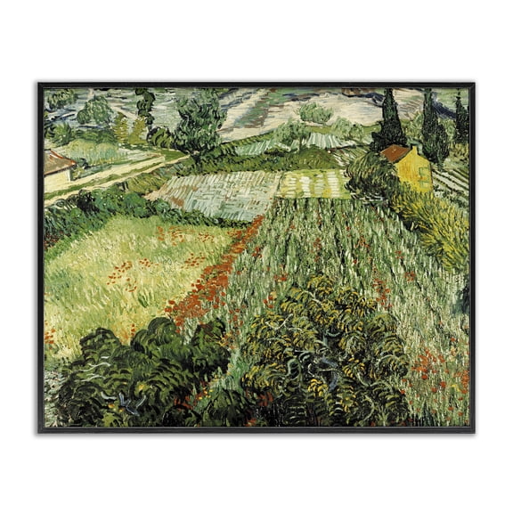 Stupell Industries Transitional Classic Van Gogh Feld Mit Mohnblumen Black Framed Giclee Art, 20 x 16, by Vincent Van Gogh