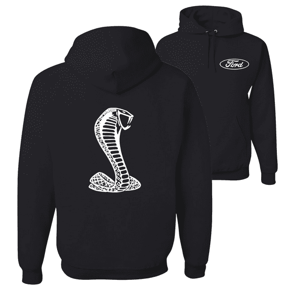 Retro Ford Shelby Cobra Emblem Vintage White Logo F&B Front & Back Cars Hoodie Sweatshirt