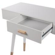 eHemco Euro Console Sofa Table with Drawer and Bamboo Legs for Hallway and Living Room, White and Dark Oak