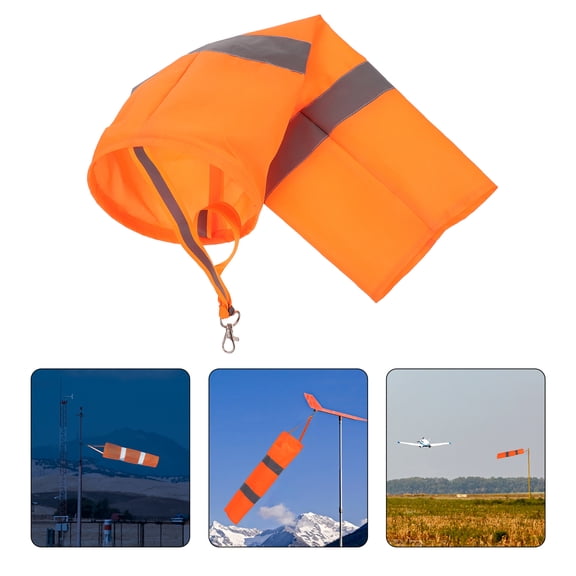 MERRYHAPY Polyester Outdoor Windsock with Pole, Orange Bag Shaped Garden Decor, Weather Resistant, 1 Pack