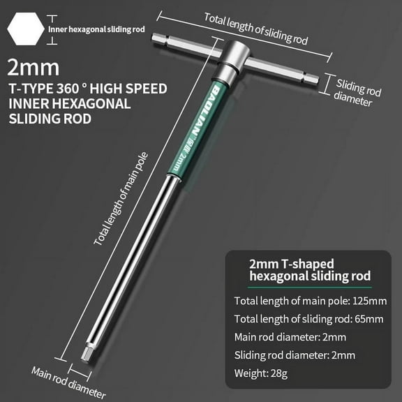 T/L 2.5/3/4/5/6/8/10mm Torx Screwdriver T Type Allen Hex Wrench Chrome Spanner T-shaped Hand Tool Extended T-Socket Wrench