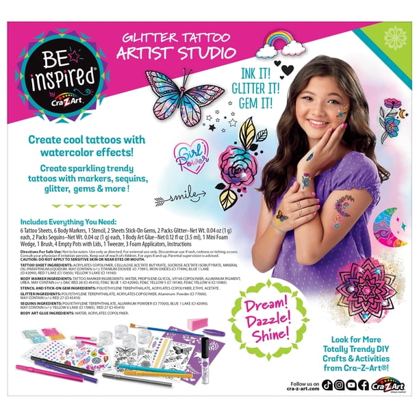 Cra-Z-Art Glitter Temporary Tattoo Kit for Craft Stores - Walmart