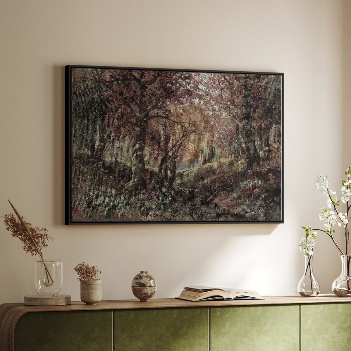 Vintage Landscape-CCCXCI By Wexford Home Framed in Black Wood Gallery Wrapped Canvas 25 in. x 37 in.