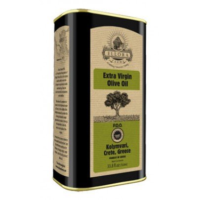 Ellora Farms | Certified PDO Extra Virgin Olive Oil | Mono-varietal | Cold Extracted & Traceable Olive Oil | Born in Ancient Crete, Greece | 1 Lt Tin, total 33.8 oz