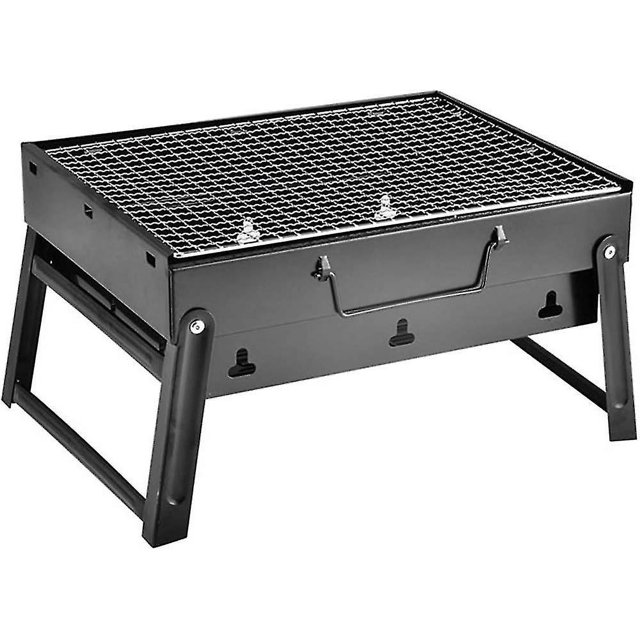 Parrilla de carbón plegable portátil de acero inoxidable de 2 tamaños para parrilla de mesa al aire libre, jardín, camping, patio, barbacoa, fiesta, senderismo, picnic Hy