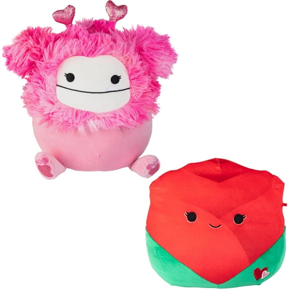 Squishmallows 10" Lovers 2-Pack Plush - Official Jazwares Plush - Caparinne The Bigfoot & Walsh The Rose - Collectible Soft Squishy Stuffed Animal Toys - Gift for Kids, Girls & Boys